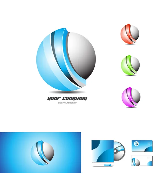 Firemní obchodní modré koule 3d logo — Stockový vektor
