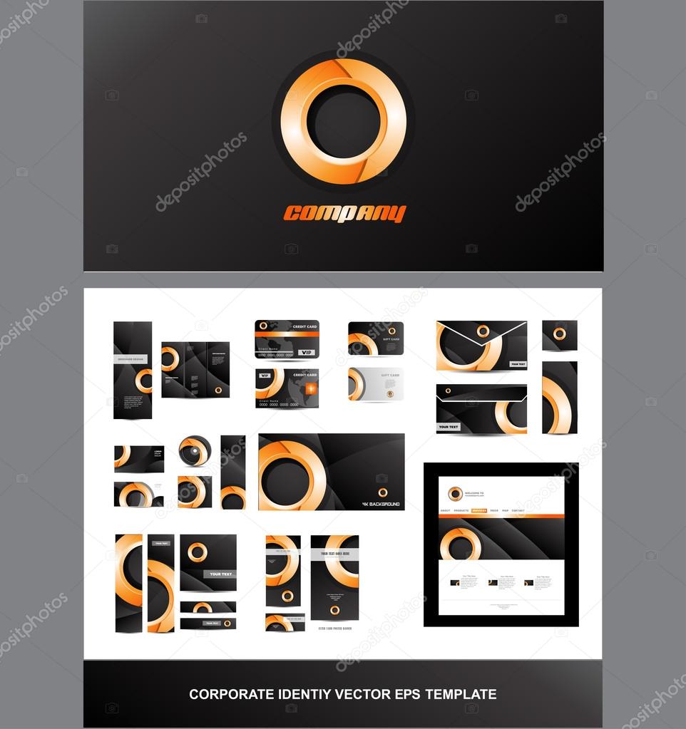 Corporate identity brandbook logo orange circle media games vector template design illustration for business