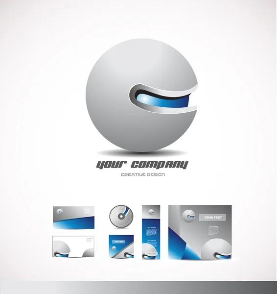 Corporate business 3d logo sphere grey blue — Stock Vector