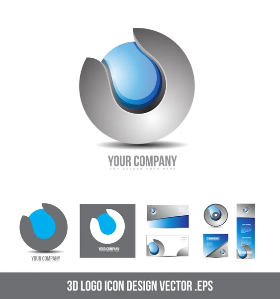 Corporate business 3d logo sfera grigio blu design — Vettoriale Stock
