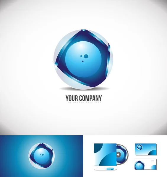 Cercle d'entreprise logo 3d sphère design bleu — Image vectorielle