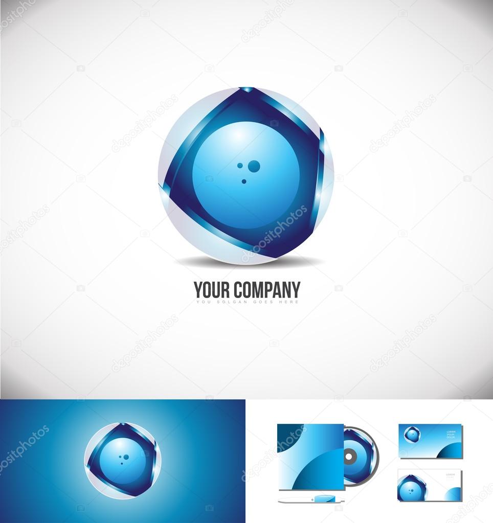 Corporate  business  blue circle logo sphere design 3d icon vector company element template
