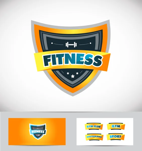 Diseño del icono del escudo de gimnasio Fitness — Archivo Imágenes Vectoriales