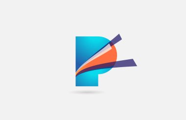 Şirket için portakal mavisi alfabe harfi simgesi. Şirket ve iş dünyası için yaratıcı tasarım