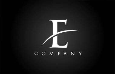 Şirket için siyah beyaz E alfabe harfi simgesi. İş ve şirket için basit bir salto tasarımı