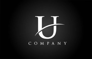 Şirket için siyah beyaz U harfli alfabe simgesi. İş ve şirket için basit bir salto tasarımı