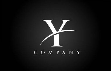 Şirket için siyah beyaz Y alfabesi harfi simgesi. İş ve şirket için basit bir salto tasarımı