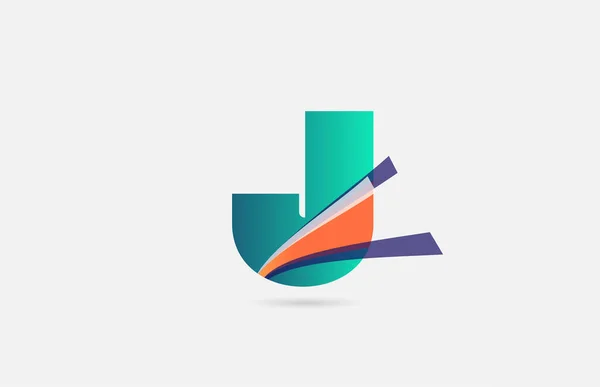字母J图标模板 橙色绿色商业和公司创意线设计 — 图库矢量图片