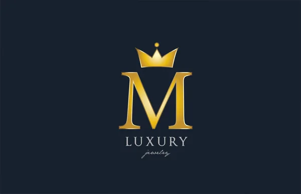 Biżuteria Złoto Litera Alfabetu Ikona Logo Kreatywny Design Koroną Króla — Wektor stockowy