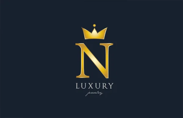 Biżuteria Złoto Alfabet Litera Ikona Logo Kreatywny Design Koroną Króla — Wektor stockowy