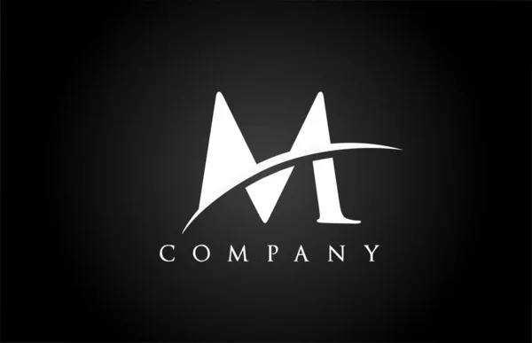 公司的黑色白色M字母表图标 商业和企业的简单Swoosh设计 — 图库矢量图片