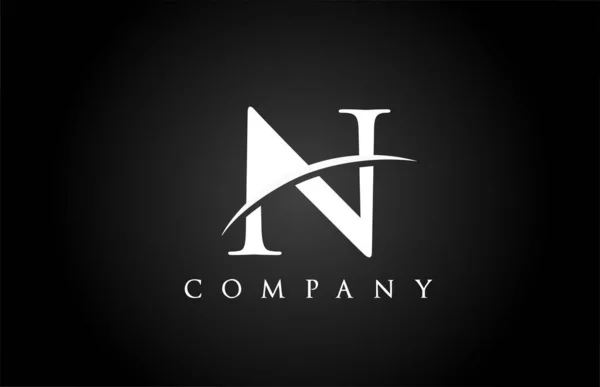 会社のための黒の白のNアルファベット文字のロゴアイコン ビジネスや企業のためのシンプルなスウッシュデザイン — ストックベクタ