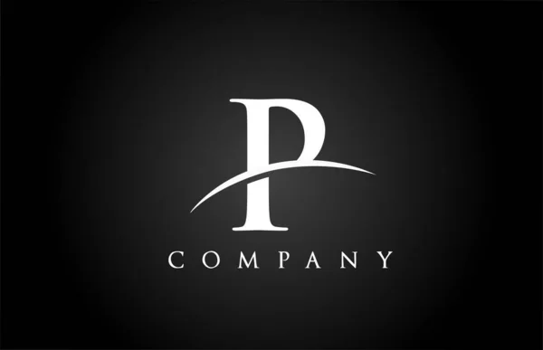 Preto Branco Alfabeto Letra Logotipo Ícone Para Empresa Design Swoosh — Vetor de Stock