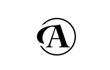 Basit siyah ve beyaz renkli bir alfabe harfi logosu. Şirket ve iş dünyası için zarif ve yaratıcı çember tasarımı 