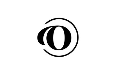 O alfabe harfi logo simgesi basit siyah ve beyaz renkte. Şirket ve iş dünyası için zarif ve yaratıcı çember tasarımı 