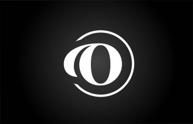 O alfabe harfi logo simgesi siyah ve beyaz renkte. Şirket ve iş dünyası için basit ve yaratıcı çember tasarımı 