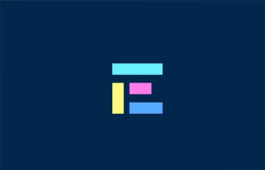 Renkli geometrik çizgilerde E harfi logo simgesi. Şirket ve iş dünyası için basit ve yaratıcı renkli tasarım