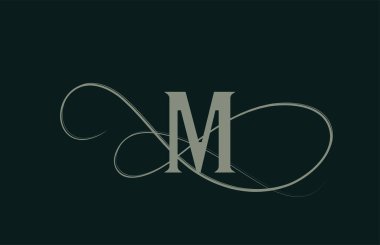 Monogram zarif vintage M alfabe harf logosu simgesi yeşil renkli. şirket ve iş dünyası için yaratıcı tasarım