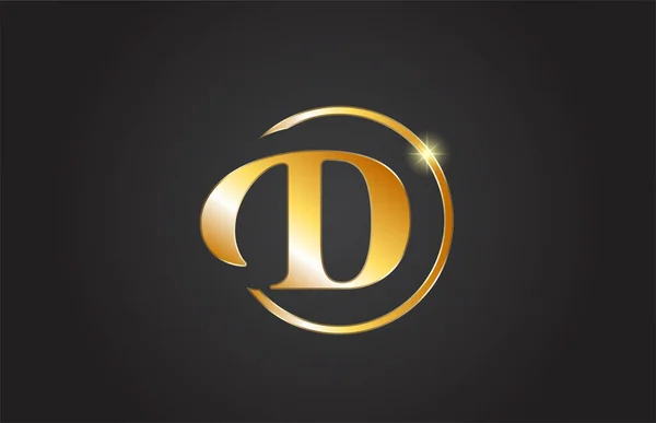 Logotipo Letra Alfabeto Dourado Ícone Cor Amarela Preta Design Círculo — Vetor de Stock