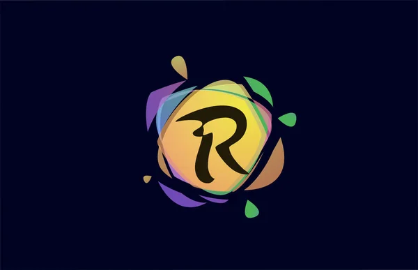 Modèle Icône Logo Lettre Alphabet Coloré Conception Éclaboussure Brisée Colorée — Image vectorielle