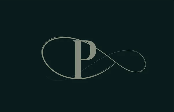 Monogram Elegant Vintage Alfabet Bokstav Logotyp Ikon Grön Färg Kreativ — Stock vektor