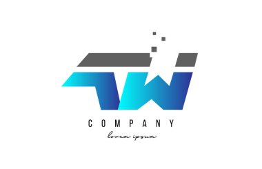 A W alfabesi harfi logo kombinasyonu mavi ve gri renkte. İş için yaratıcı simge tasarımı