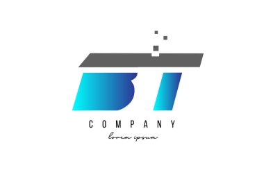 BT B T alfabe harfi logo kombinasyonu mavi ve gri renkte. İş için yaratıcı simge tasarımı