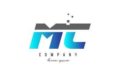 MC M C alfabe harfi logo kombinasyonu mavi ve gri renkte. İş için yaratıcı simge tasarımı
