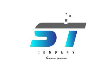 ST S T alfabe harfi logo kombinasyonu mavi ve gri renkte. İş için yaratıcı simge tasarımı