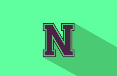 Kahverengi ve yeşil renkli N harfi logo simgesi. Uzun gölgeli işletmeler ve şirketler için yaratıcı tasarım