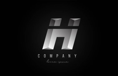 Alfabe harfi H logo simgesi gri gümüş renkte. 3 boyutlu tasarımı olan şirket ve iş dünyası için yaratıcı tasarım
