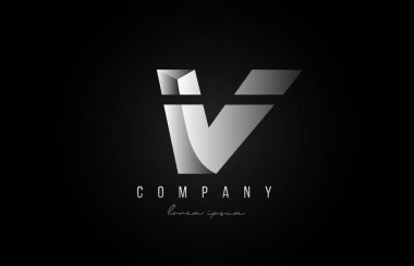 Gri gümüş renkli V harfi logo simgesi. 3 boyutlu tasarımı olan şirket ve iş dünyası için yaratıcı tasarım