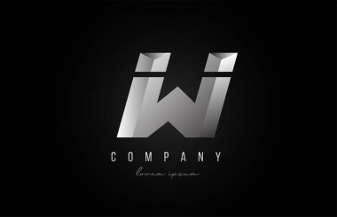 Alfabe harfi W logosu gri gümüş renkli. 3 boyutlu tasarımı olan şirket ve iş dünyası için yaratıcı tasarım