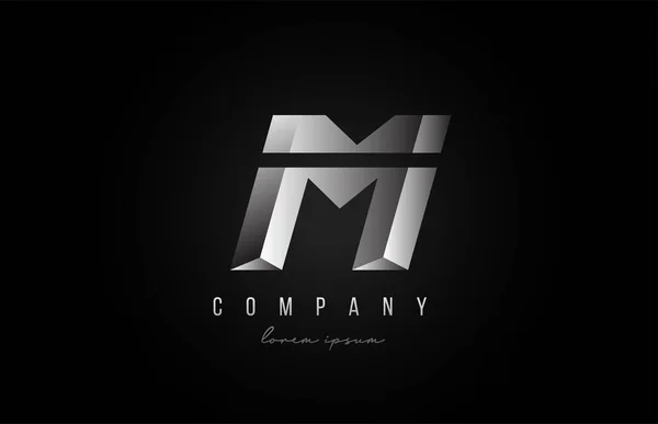 字母M标识图标为灰色银色 3D风格的公司和企业创意设计 — 图库矢量图片