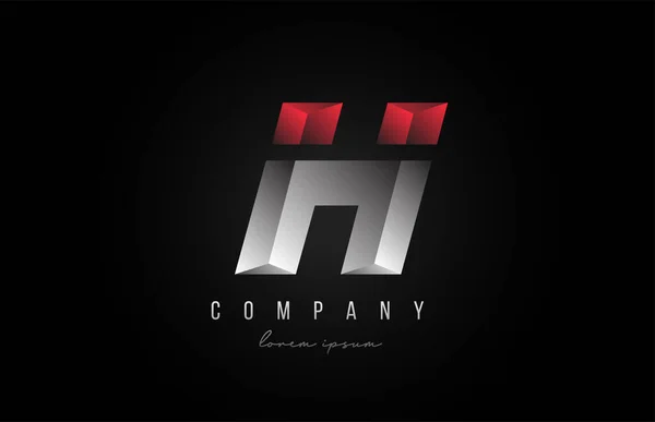 Lettre Alphabet Icône Logo Rouge Gris Argenté Conception Créative Pour — Image vectorielle