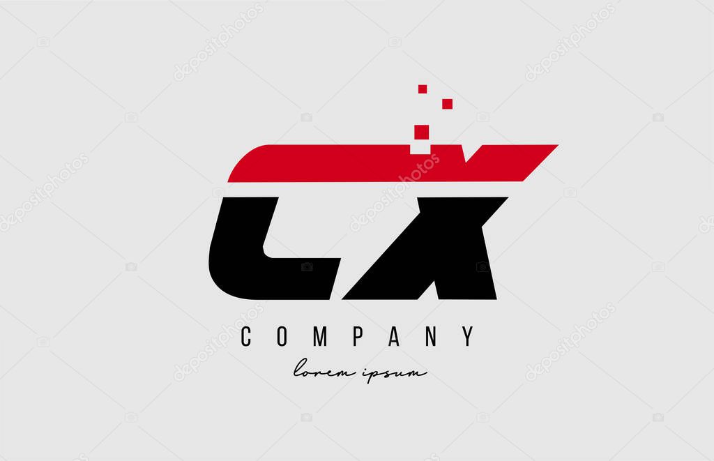 cx c x alphabet letter logo combination in red and black color. Creative icon design for business and company 