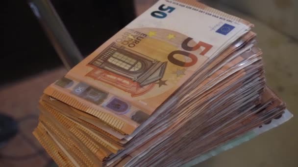 Gros Tas Billets Euros Vidéo Beaucoup Argent Monnaie Argent Finance — Video