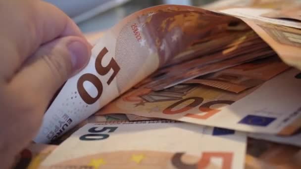 Een Stapel Biljetten Bankbiljetten Van Euro Video Van Veel Geld — Stockvideo