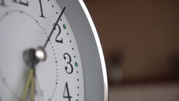 Big Metallic Clock Close Time Showing Time Concept Classic Retro — Stock Video