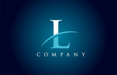 Mavi ve beyaz renkli şirket için L alfabesi harfi logo simgesi. İş ve şirket için basit bir salto tasarımı