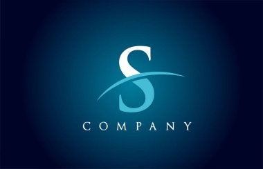 Mavi ve beyaz renkli şirket için S alfabesi harfi logo simgesi. İş ve şirket için basit bir salto tasarımı