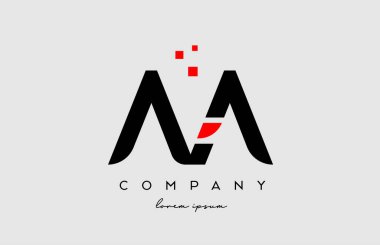 Siyah kırmızı AA A alfabe harfli simge kombinasyonu. Şirket ve iş için tasarım