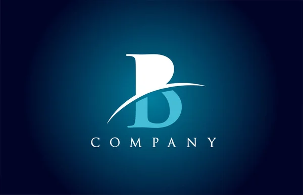 青と白の色の会社のためのBアルファベット文字のロゴアイコン ビジネスや企業のためのシンプルなスウッシュデザイン — ストックベクタ
