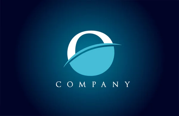青と白の色の会社のOアルファベット文字のロゴアイコン ビジネスや企業のためのシンプルなスウッシュデザイン — ストックベクタ