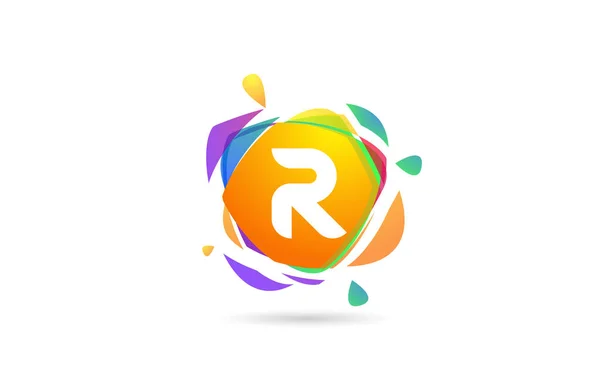 R色のアルファベット文字のロゴアイコン ビジネスや企業のための壊れたスプラッシュと創造的なテンプレートデザイン — ストックベクタ