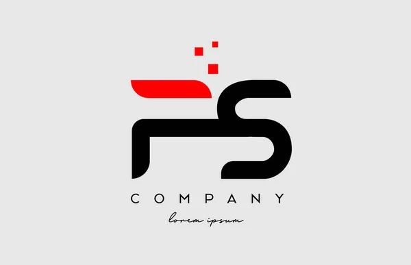 黑色红色Fs S字母图标组合 公司和商业设计 — 图库矢量图片