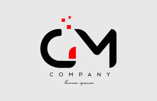 Negro Rojo Alfabeto Letra Logotipo Icono Combinación Diseño Para Empresa — Vector de stock