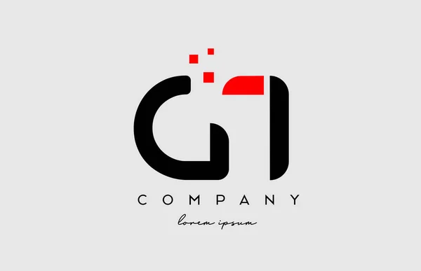 Negro Rojo Alfabeto Logotipo Letra Combinación Iconos Diseño Para Empresa — Vector de stock