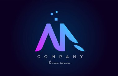 An A N alfabe harfi simge kombinasyonu. Şirket ve iş dünyası için pembe mavi renklerde yaratıcı tasarım