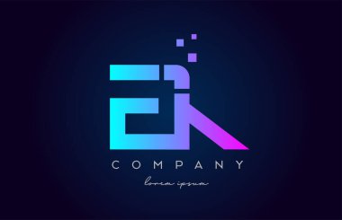 EK E K alfabe harfi simge kombinasyonu. Şirket ve iş dünyası için pembe mavi renklerde yaratıcı tasarım